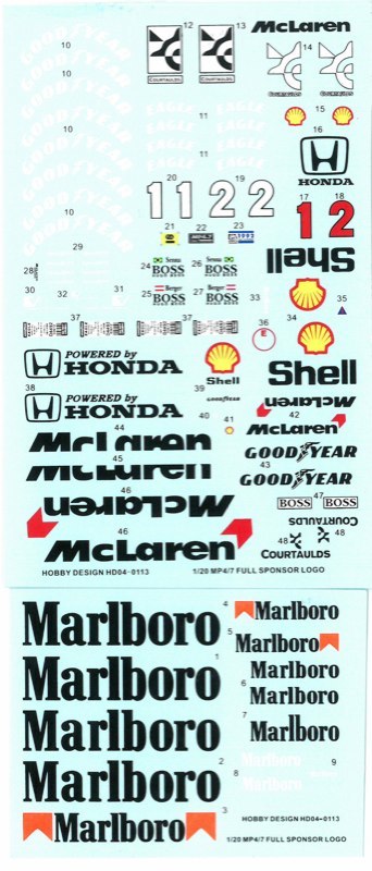 セット1/20スタジオ27+タミヤMcLaren MP4/7+別売デカール スタジオ27 1/20 マクラーレン MP4/7 ホンダ モナコGP 1992