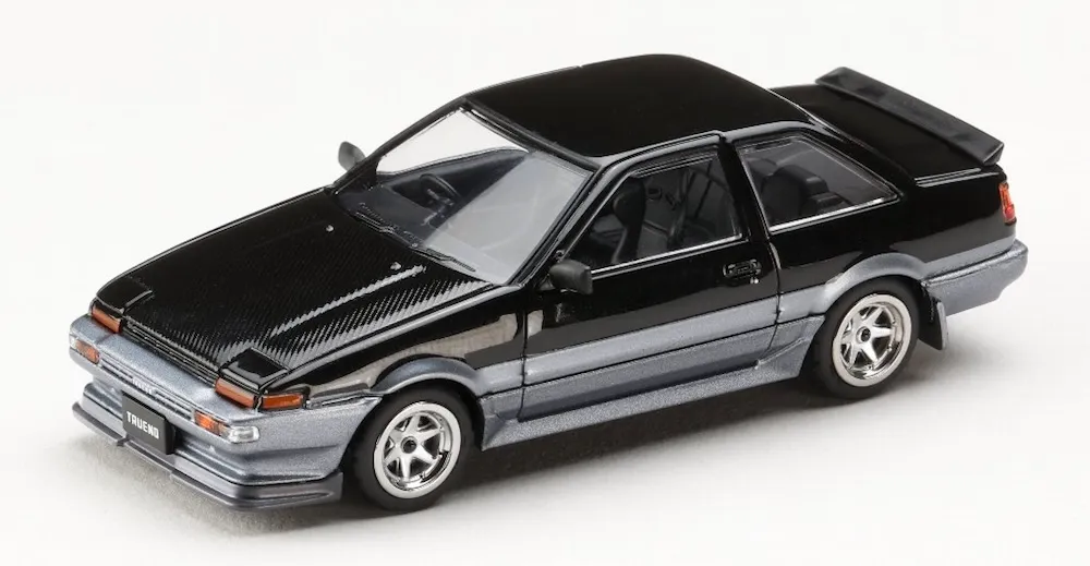 [予約] ホビージャパン 1/64 トヨタ スプリンタートレノ GT APEX (AE86) 2 DOOR 後期型 JDM STYLE カーボンボンネット ブラック/グレー　HJ644095BS