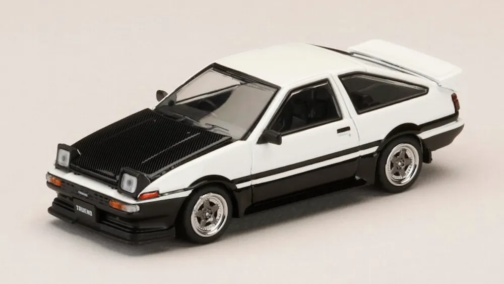 [予約] ホビージャパン 1/64 トヨタ スプリンター トレノ GT APEX (AE86) 後期型 JDMスタイル カーボンボンネット ホワイト / ブラック　HJ647052WB