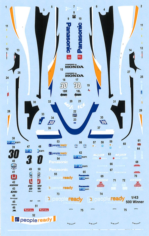 IMS 1/43 500マイル レース チャンピオン 2020 フルスポンサーデカール (IMSキット対応)　IK43001DC