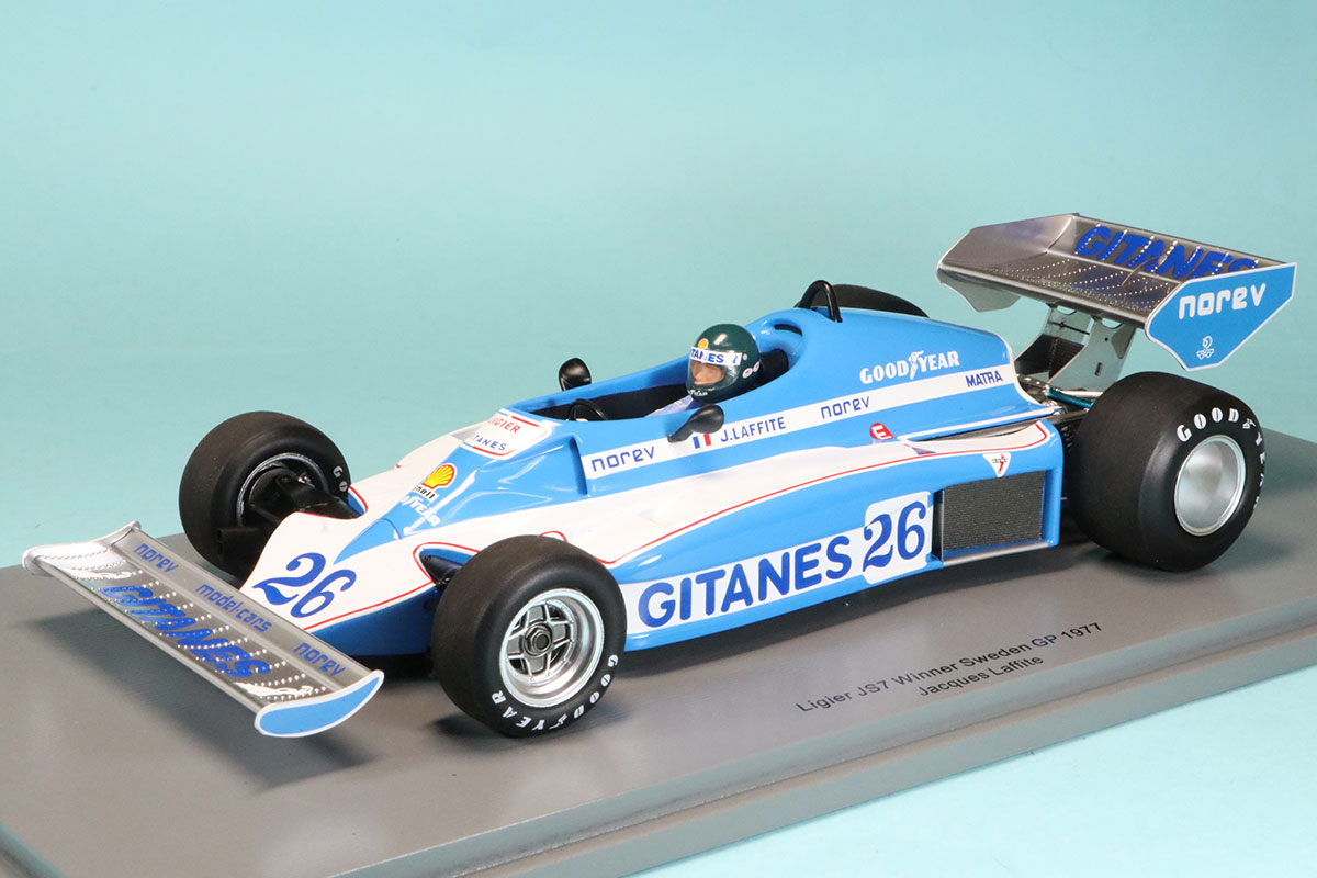 スパーク 1/18 リジェ JS7 スウェーデンGP 1977 Winner J.ラフィー デカール加工品　18S679S