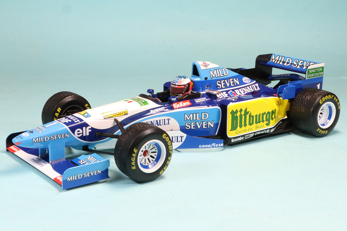 ミニチャンプス 1/18 ベネトン ルノー B195 日本GP 1995 Winner M.シューマッハ (レインタイヤ仕様) デカール加工品　510953401S