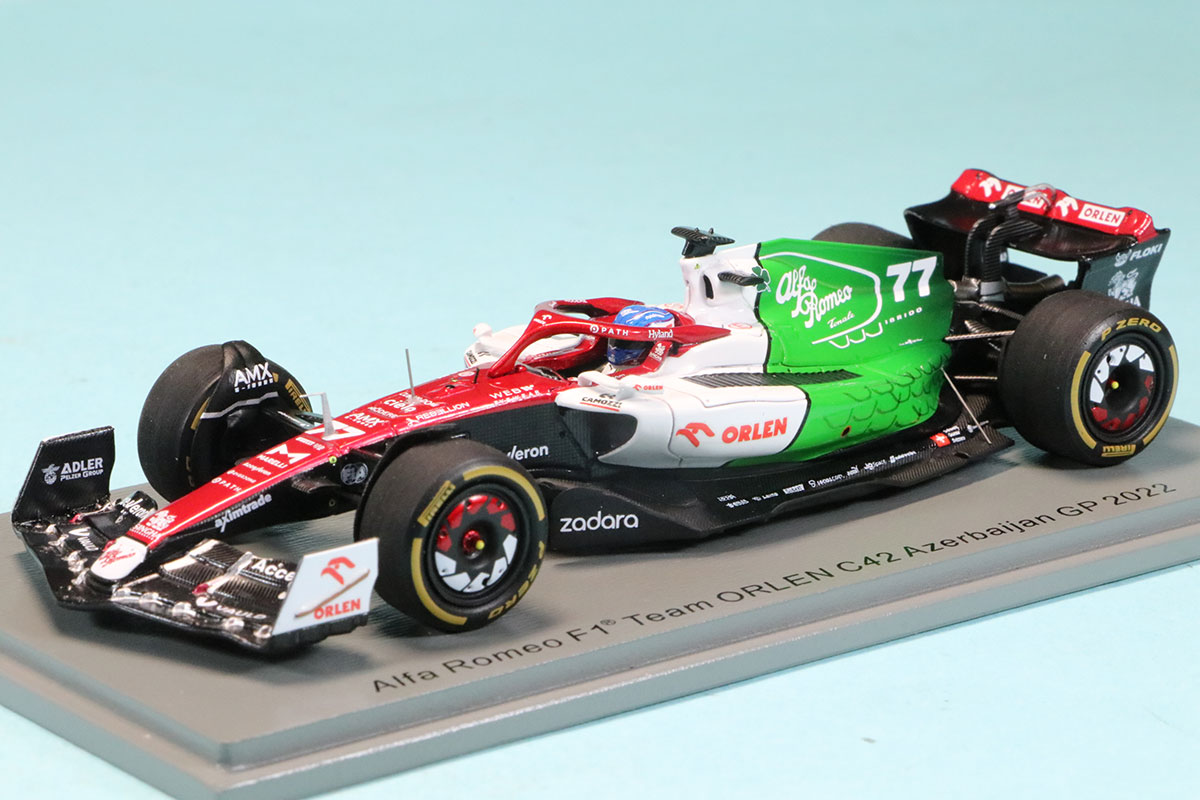 スパーク 1/43 アルファロメオ C42 アゼルバイジャンGP 2022 V.ボッタス イタリア国旗カラー　S8539