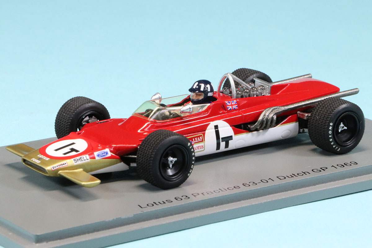 スパーク 1/43 ロータス 63 オランダGP 1969 プラクティス No.1T デカール加工品　S6350S