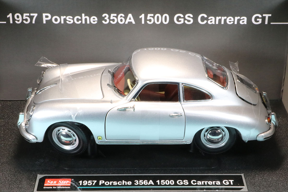 サンスター 1/18 ポルシェ 356A 1500 GS カレラ GT 1957 メタリックシルバー フル開閉　SUN1351