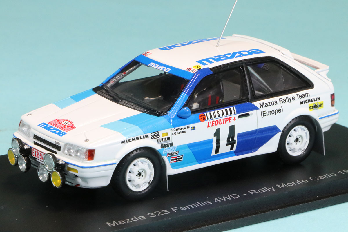 1/43 スパークミニカー MAZDA323 4WD 1986モンテカルロ スパーク 1/43 マツダ 323 モンテカルロ ラリー 1986 No.14