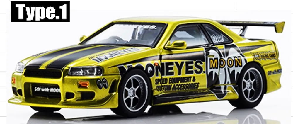 [予約] 京商 1/64 [MOTN] ニッサン スカイライン GT-R (R34) ムーンアイズ (1) LED搭載　K07134LM1