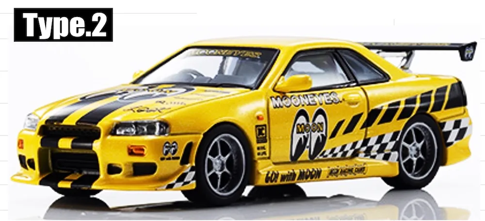 [予約] 京商 1/64 [MOTN] ニッサン スカイライン GT-R (R34) ムーンアイズ (2) LED搭載　K07134LM2