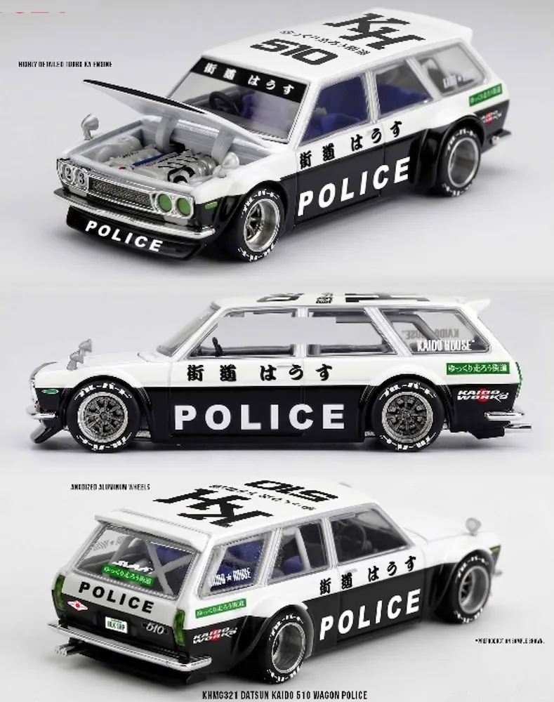 [予約] MINI GT 1/64 ダットサン 510 ワゴン ポリス (右ハンドル)　KHMG321