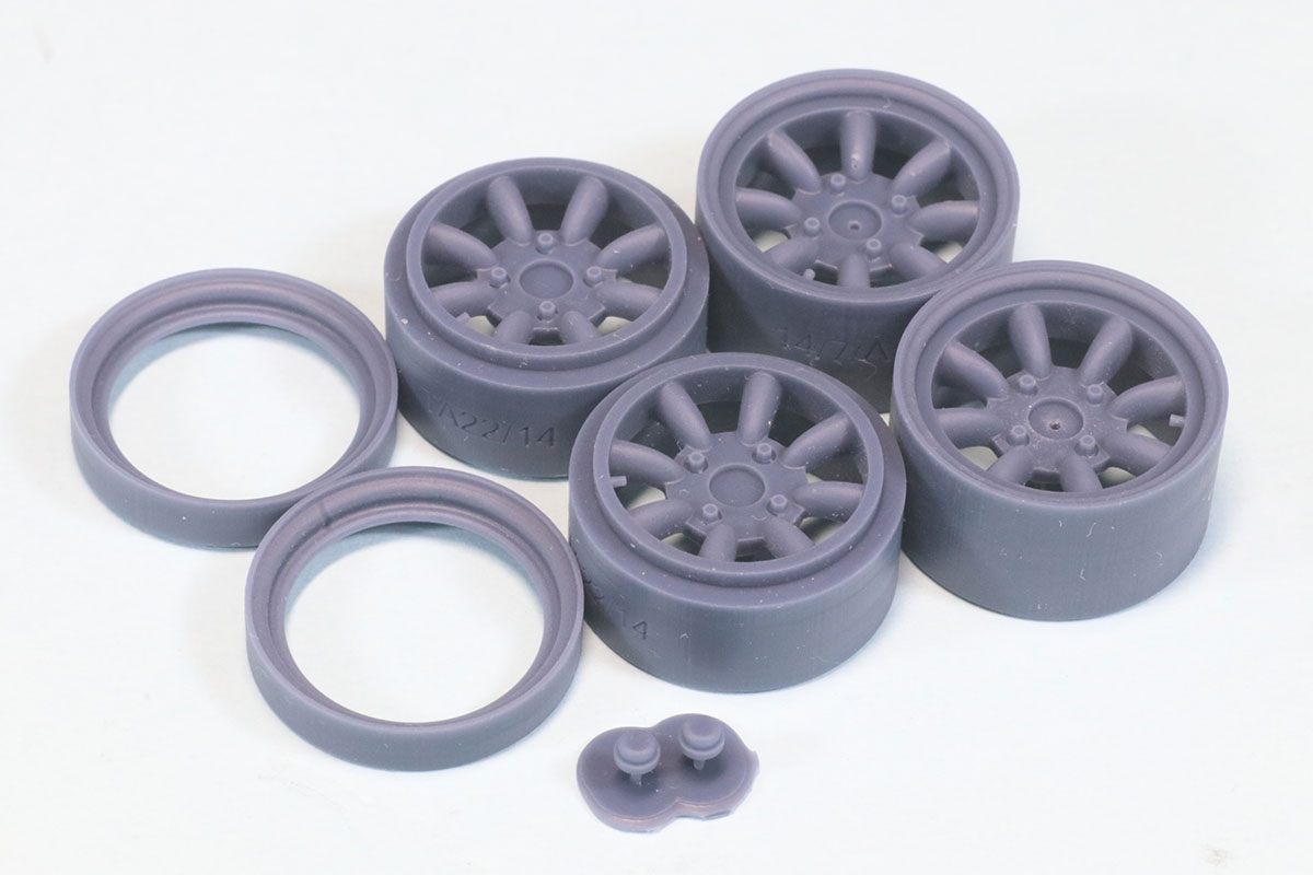 ケイSTYLE! 1/24 14インチ 8本スポークホイールセット トヨタ セリカ 1600GT LB(KS-CU1) 対応　KS-PA1