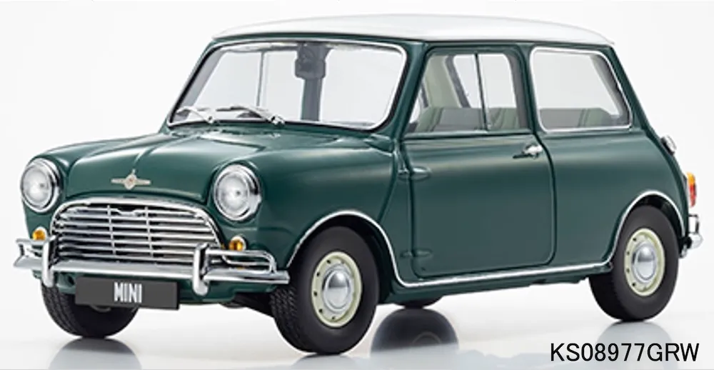 [予約] 京商 1/18 モーリス ミニ クーパー 1275S グリーン X ホワイトルーフ フル開閉　KS08977GRW