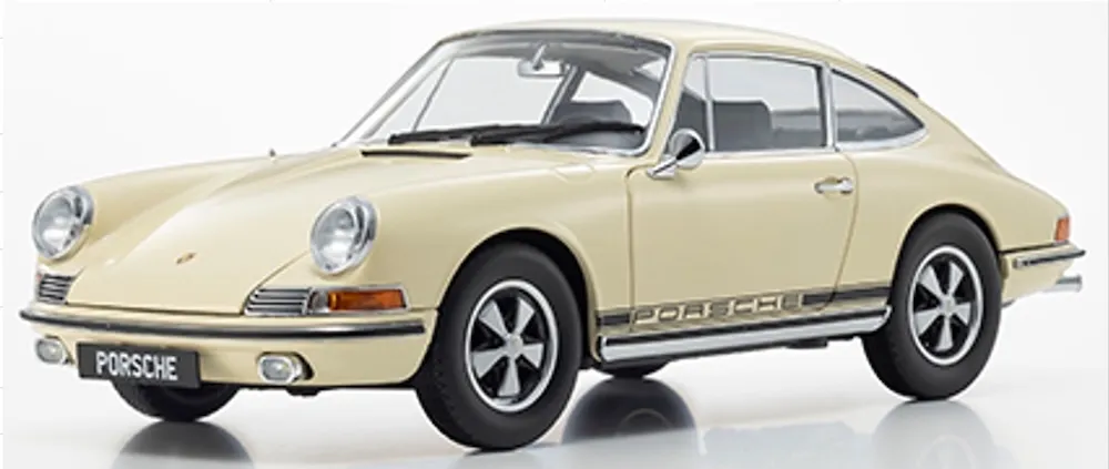 [予約] 京商 1/18 ポルシェ 911S ミディアムアイボリー X ブラックストライプ フル開閉　KS08978IBK