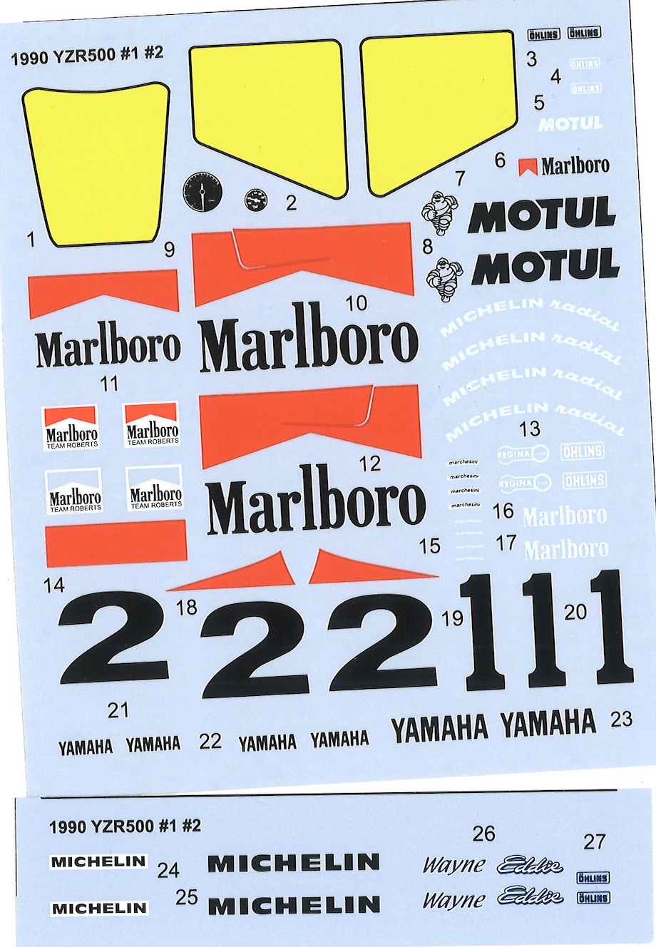 マルボロ　レア　パネル　レトロ KSワークショップ 1/12 ヤマハ YZR 500 マルボロ WGP 1990 No.1