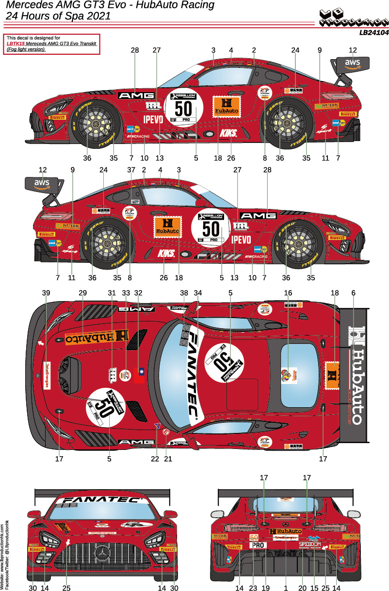 LBプロダクション 1/24 メルセデス AMG GT3 スパ 24h 2021 No.1/14