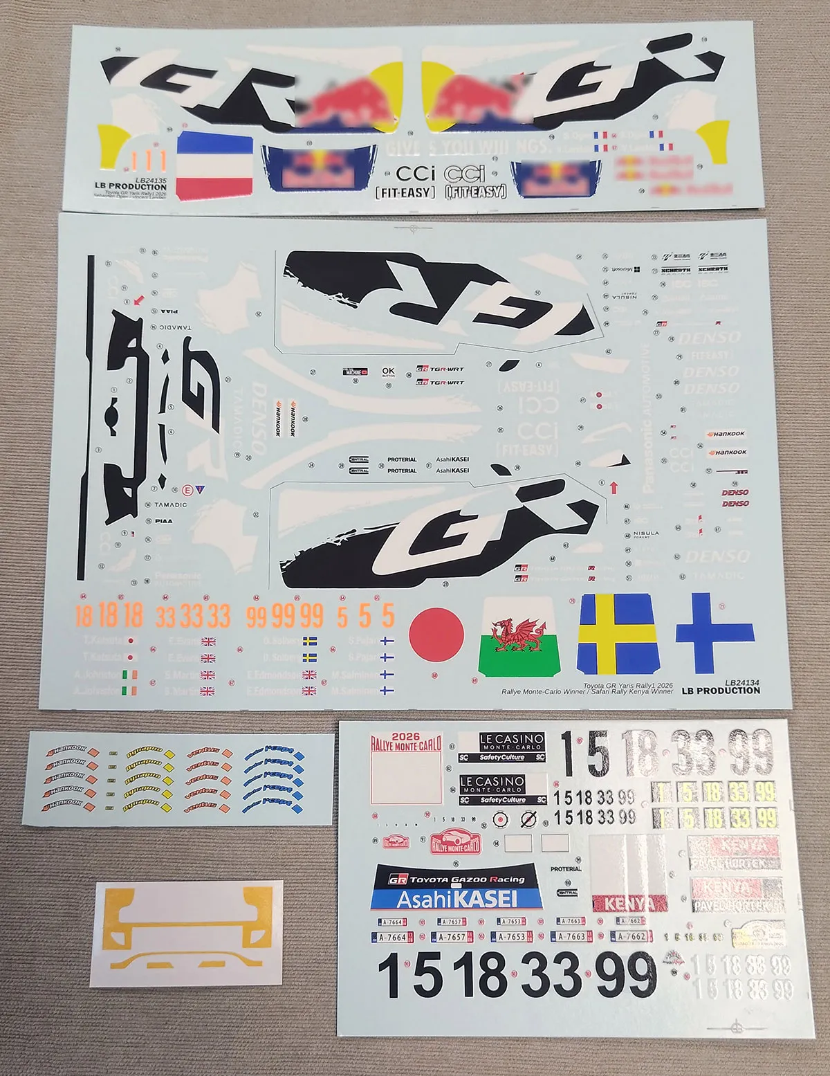 [予約] LBプロダクション 1/24 トヨタ GR ヤリス ラリー1 2026 モンテカルロ No.1 / サファリラリー No.1 フルデカール ベルキット対応　LB24135