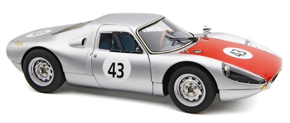 [取り寄せ] CMC 1/18 ポルシェ 904 GTS スパ500km 1964 レオン・デルニエ No.43 シルバー/レッド セブリングエキゾースト　M-233