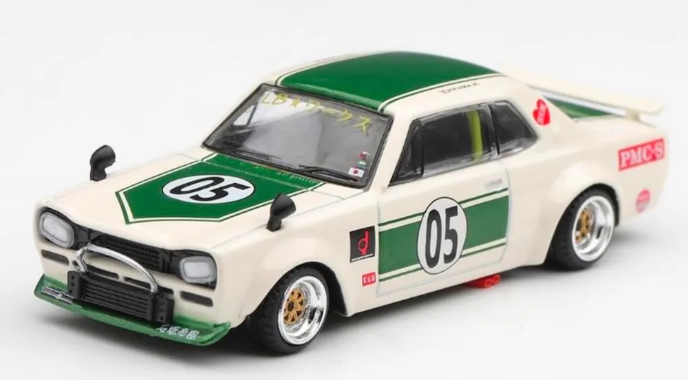 [予約] MINI-GT 1/64 ニッサン スカイライン LB-WORKS ハコスカ ホワイト/グリーン (右ハンドル)　MGT01343-R