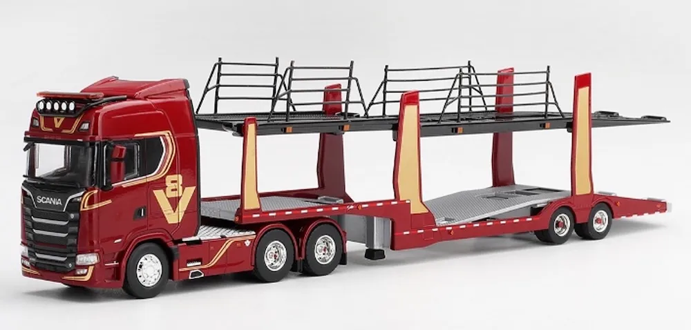 [予約] MINI GT 1/64 スカニア 770S A6x4NA V8 50周年記念モデル カートランスポーター レッド (左ハンドル)　MGT01350-L