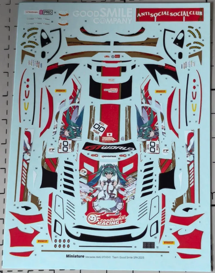 ミニチュアデカール 1/24 メルセデス AMG GT3 Evo. スパ 24h 2025 No.00 フルデカール タミヤ対応　 MH24022