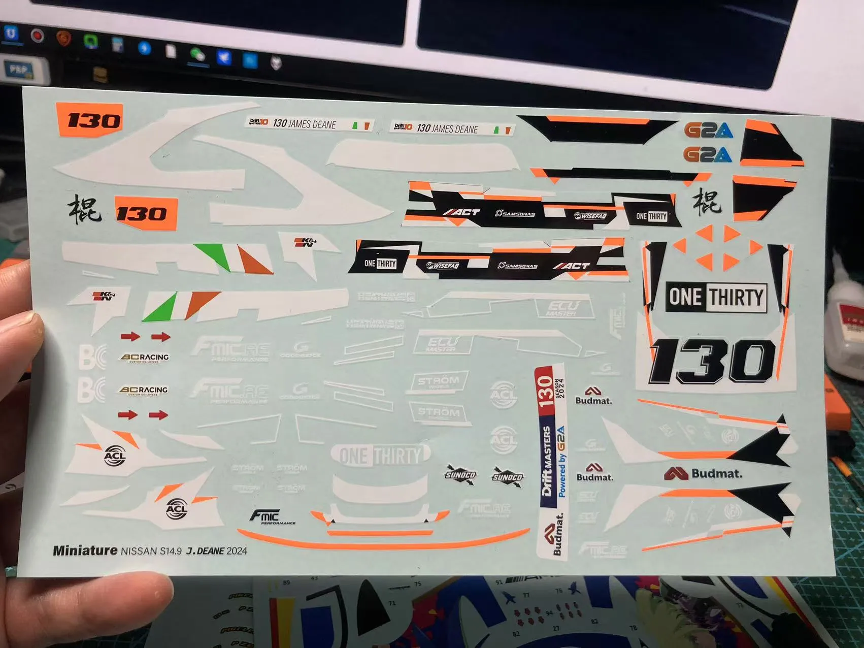 ミニチュアデカール 1/24 ニッサン シルビア S14.9 James Deane 2024 フルデカール アオシマ対応　MS24029