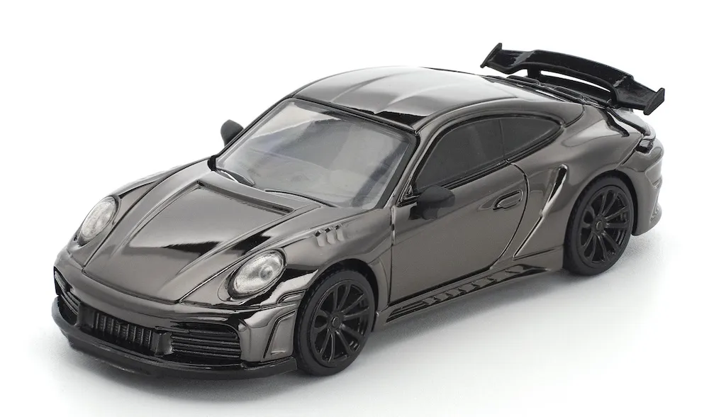 予約] POPレース 1/64 ポルシェ 992 スティンガー GTR ダーククローム