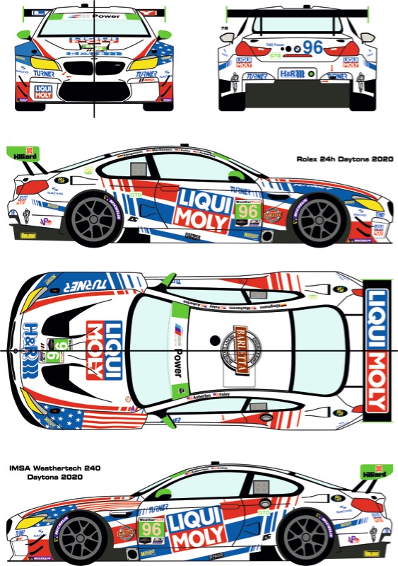 レーシングデカールズ 1/24 BMW M6 GTD "リキモリ" デイトナ 24h 2020 No.96 フルスポンサーデカール (NuNu対応)　RDE24-036