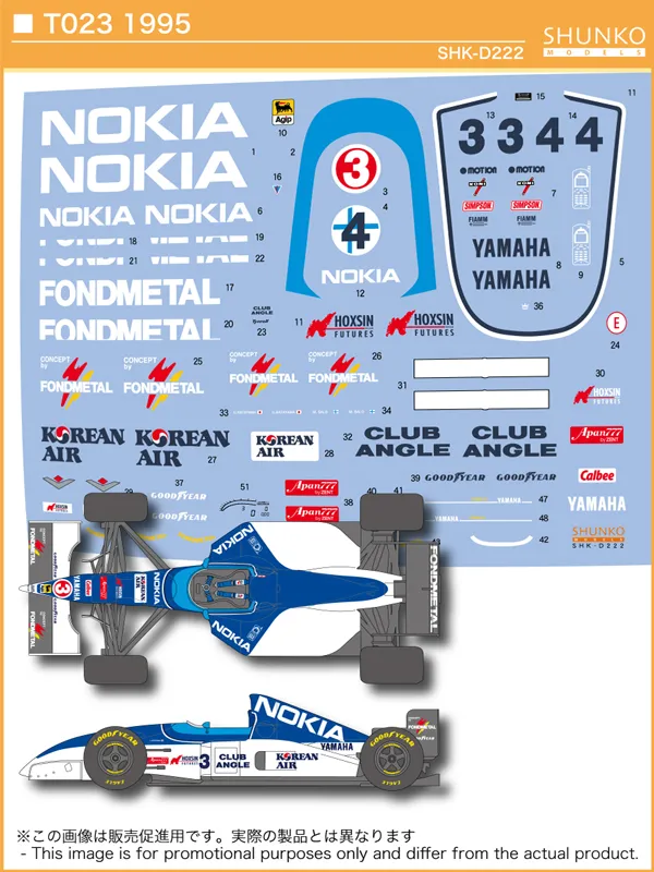 シュンコーモデル 1/20 ティレル 023 1995 フルデカール タミヤ対応　SHK-D222