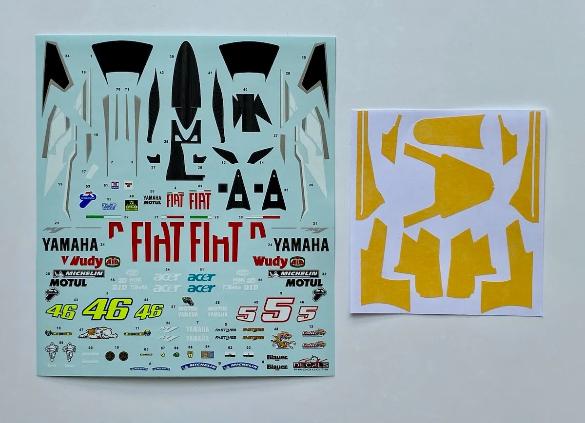 [予約] SK decal 1/12 ヤマハ YZR-M1 モトGP 通常カラー 2007 V.ロッシ C.エドワーズ フルデカール BEEMAX対応　SK12001