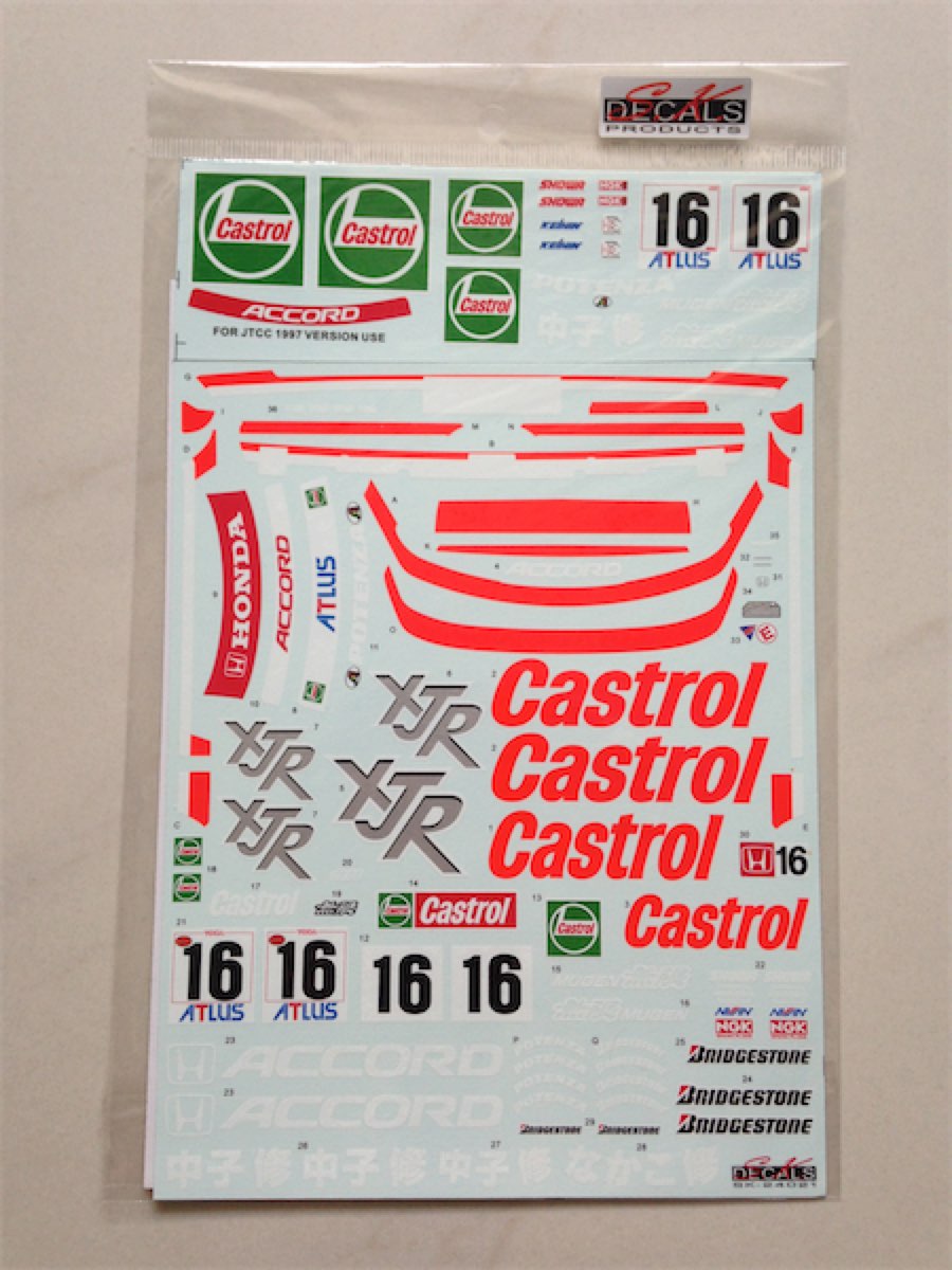 SK Decal 1/24 カストロール ホンダ アコード JTCC 1996 No.16 フルデカール タミヤ対応　SK24021