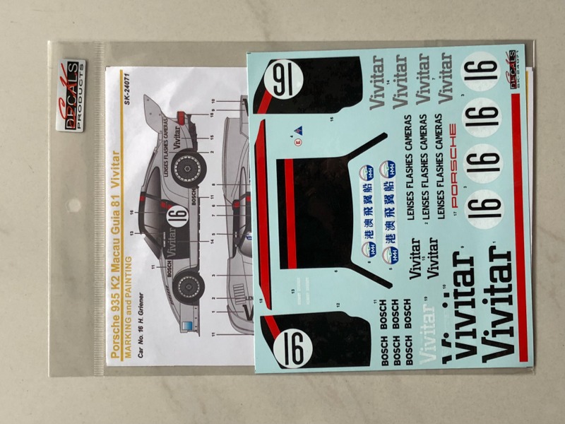 SK Decal 1/24 ポルシェ 935 K2 VIVITAR マカオ ギア 1981 No.16 フルスポンサーデカール (Beemax対応)　SK24071