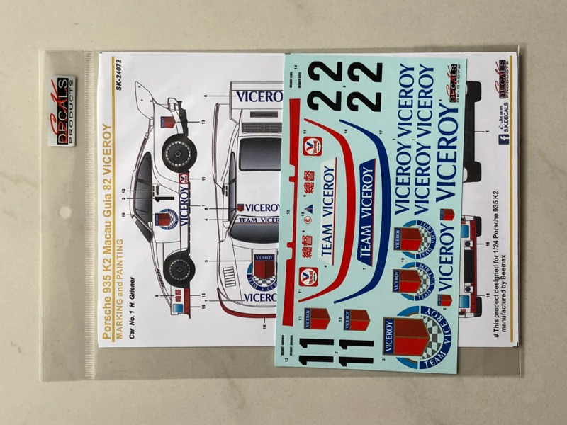 SK Decal 1/24 ポルシェ 935 K2 VICEROY マカオ ギア 1982 No.1/2 フル