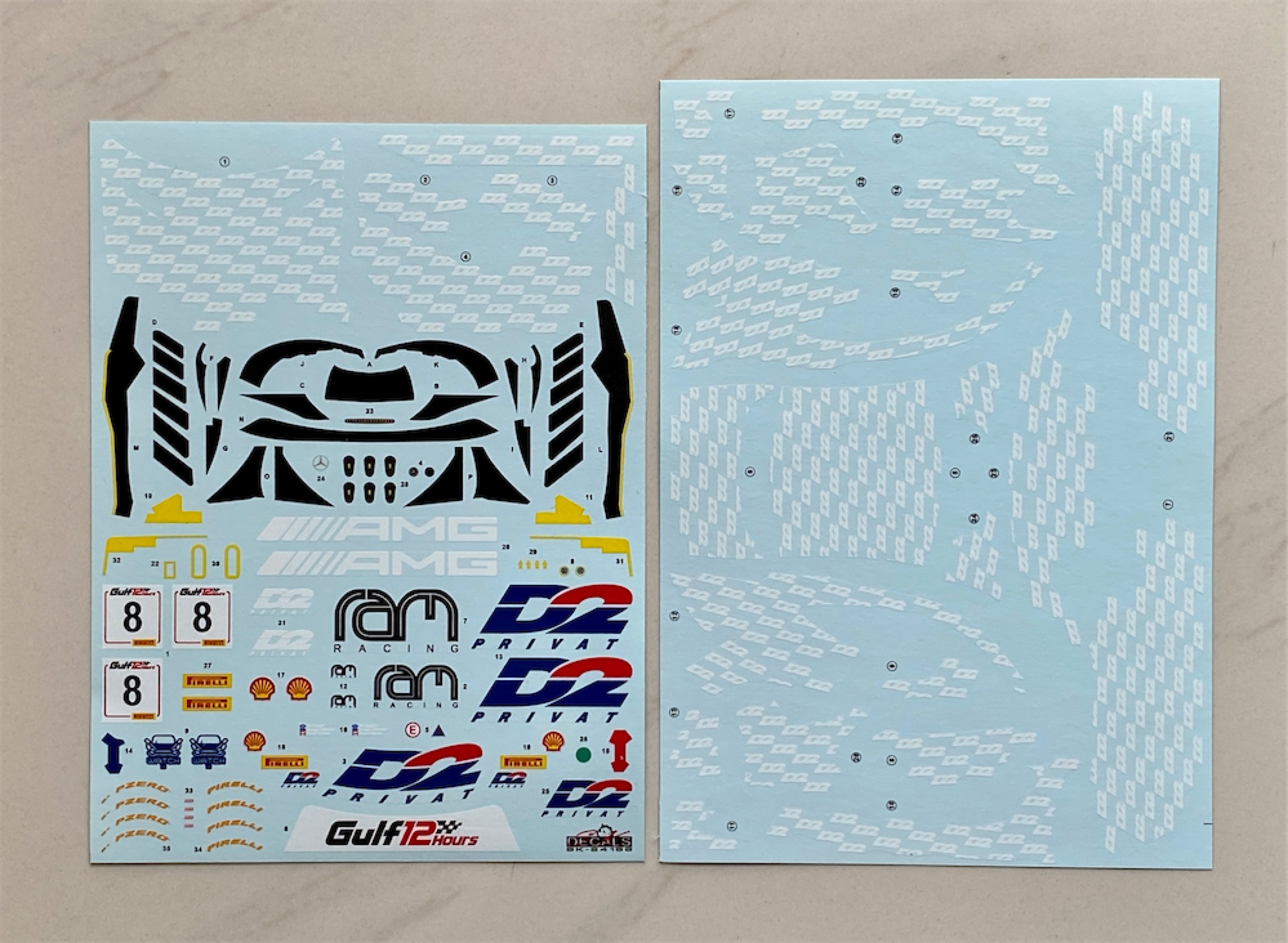 SK Decal 1/24 メルセデス AMG GT Evo "D2" ガルフ 12h 2022 No.8 フルデカール タミヤ対応　SK24169