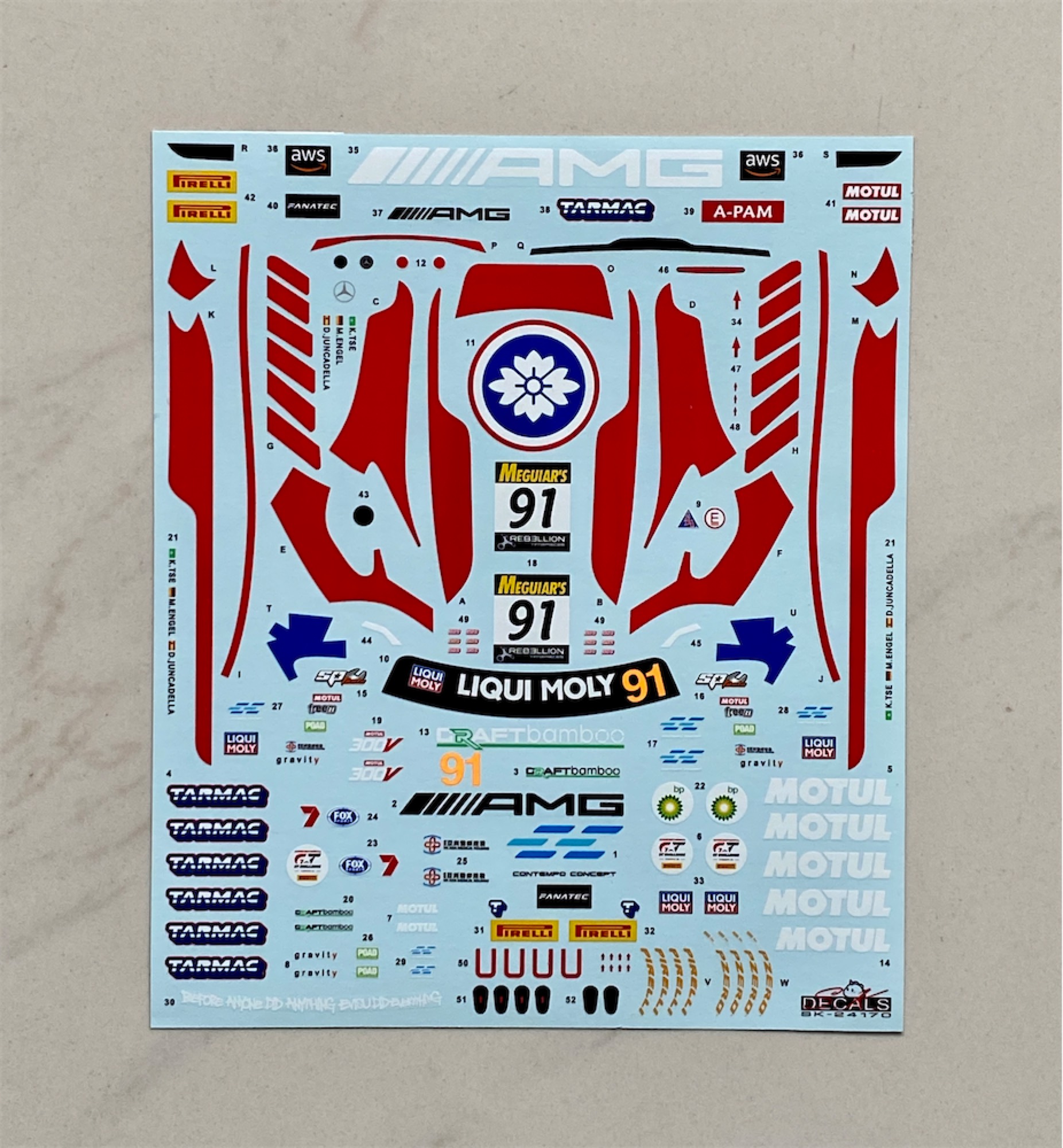 SK Decal 1/24 メルセデス AMG GT Evo "リキモリ" バサースト 12h 2022 No.91 フルデカール タミヤ対応　SK24170