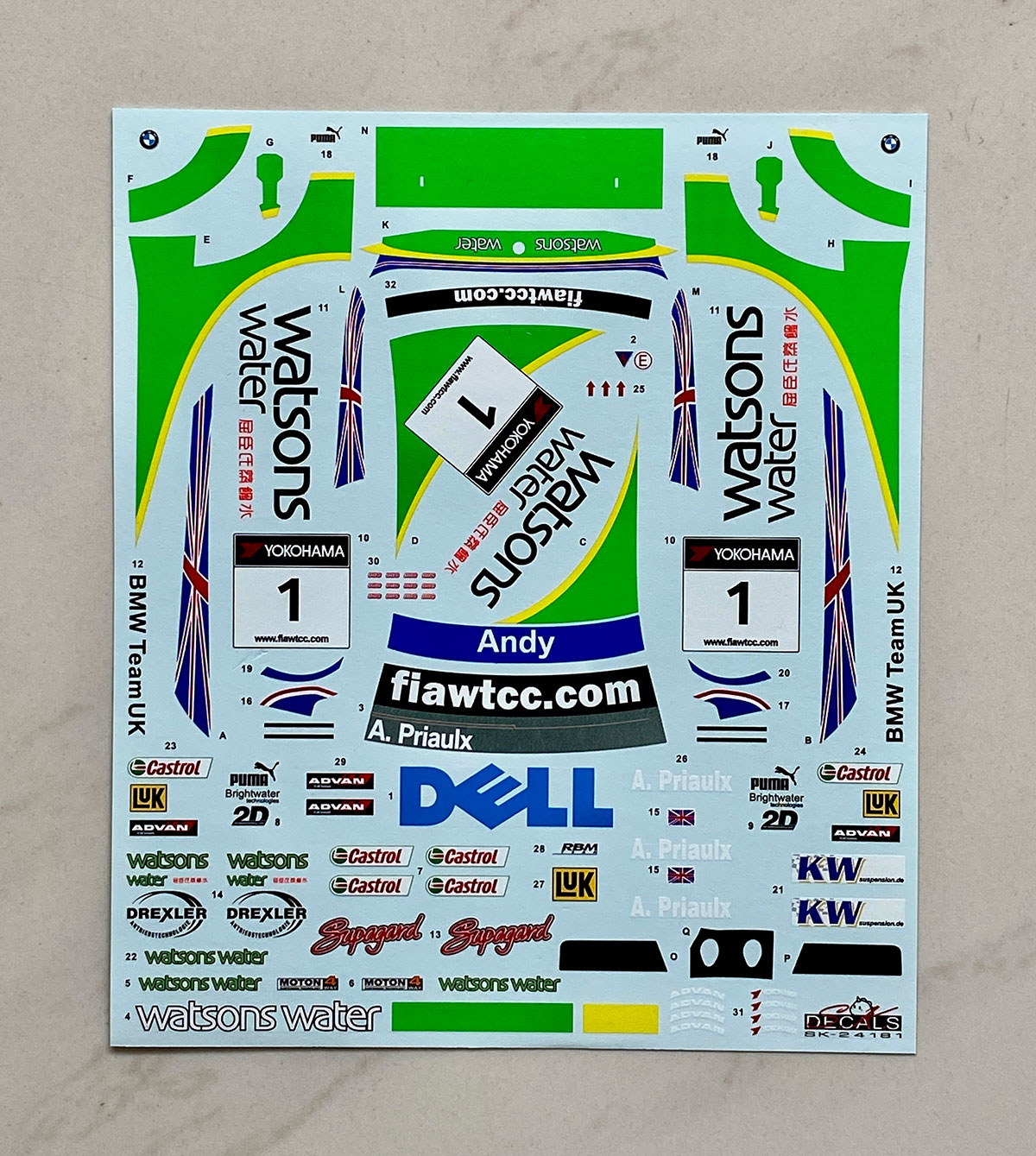 SK Decal 1/24 BMW 320si E90 WTCC マカオ ギアレース 2006 No.1 フルデカール nunu対応　SK24181