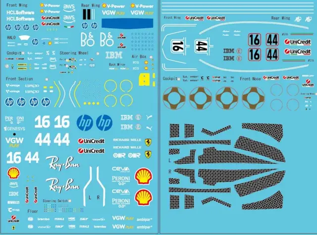 シナプスモデル 1/20 スペアデカール  F2025 SF F1 2025 通常カラー/Rd.16 No.16 C.L No.44 L.H フルデカール シナプスモデル対応　SM2003D