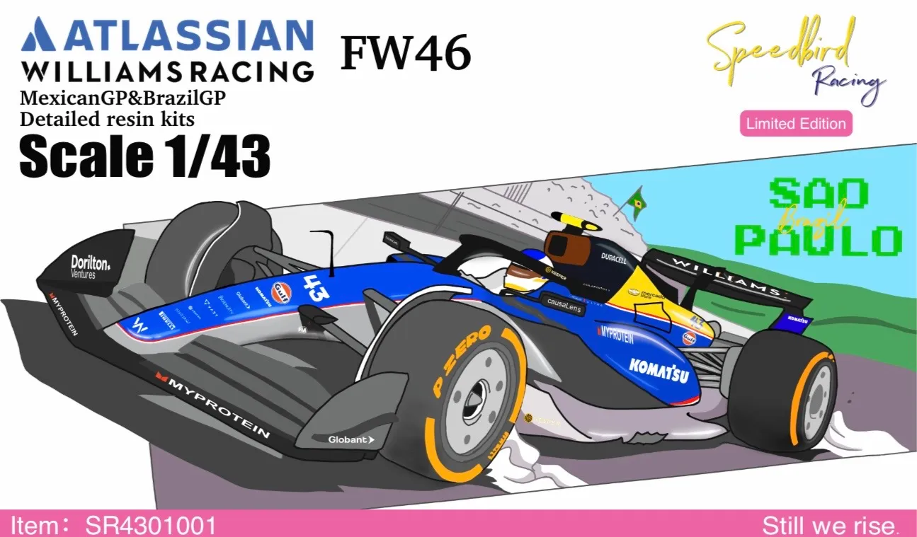 [予約] Speedbird Racing (スピードバートレーシング) 1/43 フルディティールレジンキット ウィリアムズ FW46 2024 メキシコ/ブラジルGP(予定) A.アルボン F.コラピント　SR4301001