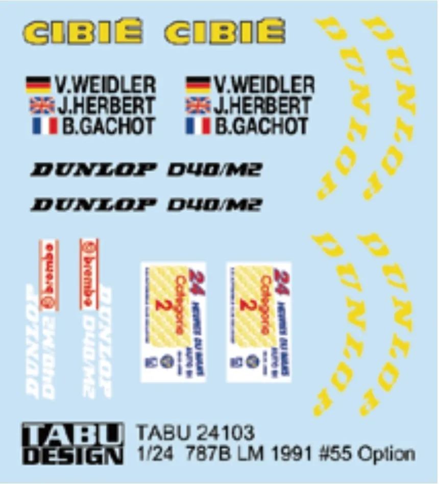 タブデザイン 1/24 マツダ 787B レナウン ルマン 1991 No.55  オプションデカール タミヤ対応　TABU-24103