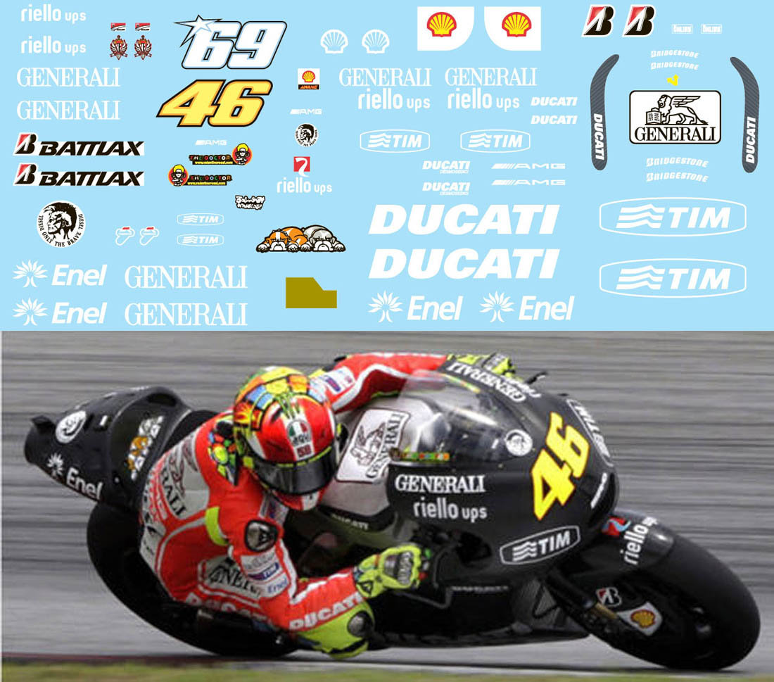 TBデカール 1/12 ドゥカティ GP12 モトGP テスト 2012 V.ロッシ フルデカール (フィギュアデカールは含まれません) TBD102