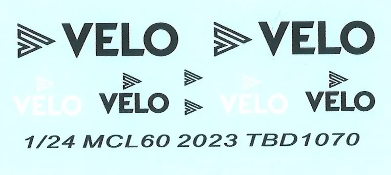 TBデカール 1/24 マクラーレン MCL60 VELO 2023 電子タバコデカール　TBD1070