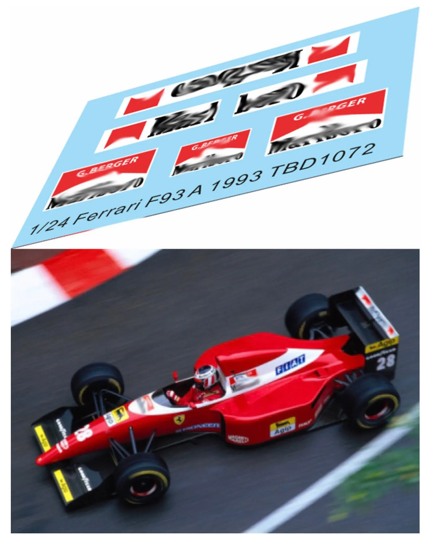 TBデカール 1/24 フェラーリ F93A 1993 G,ベルガー マルボロ タバコデカール　TBD1072