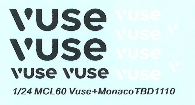 TBデカール 1/24 マクラーレン MCL60 VUSE & モナコ 2023 電子タバコデカール　TBD1110