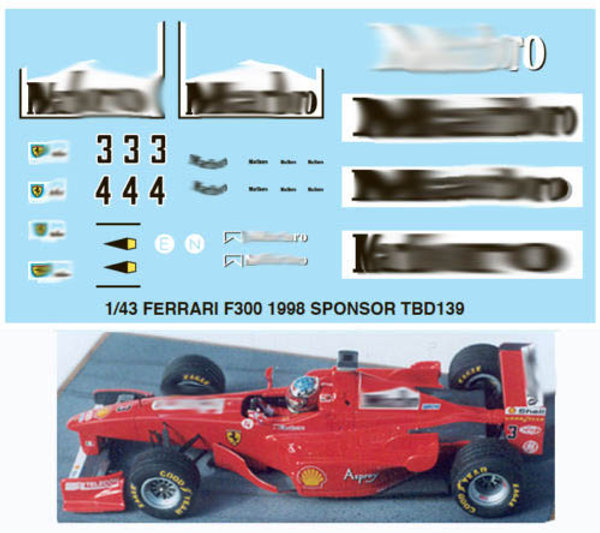 TBデカール 1/43 フェラーリ F300 1998 マルボロ タバコデカール　TBD139