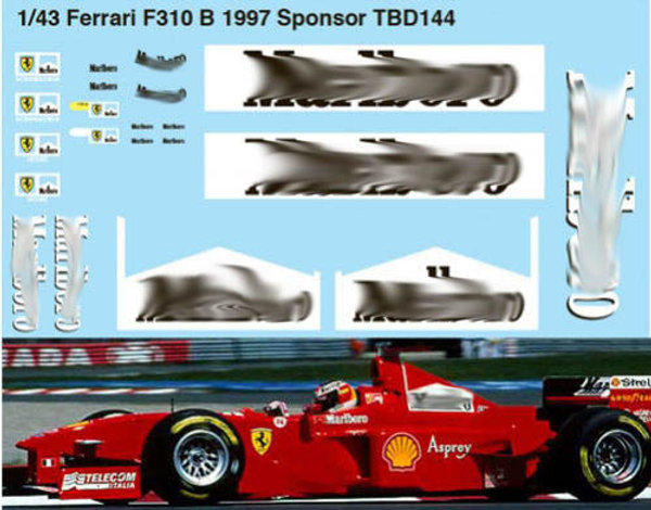 TBデカール 1/43 フェラーリ F310B 1997 マルボロ タバコデカール　TBD144