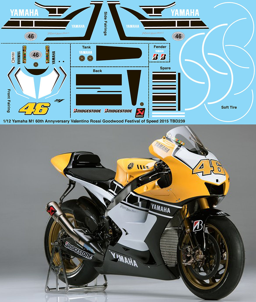 TBデカール 1/12 ヤマハ YZR-M1 グッドウッド フェスティバル 2015 記念カラー フルデカール　TBD239