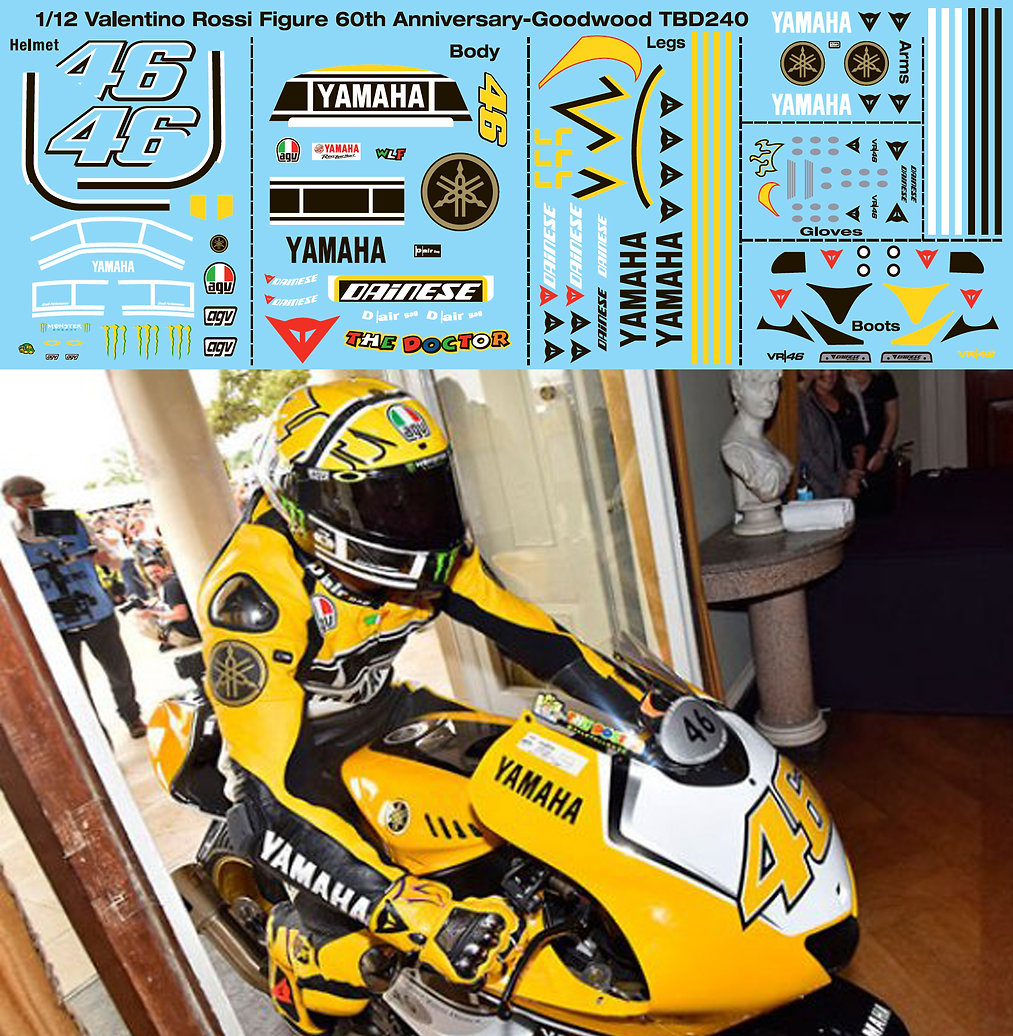 TBデカール 1/12 V.ロッシ 2015 グッドウッド フェスティバル YZR-M1 記念カラー フィギュアデカール　TBD240
