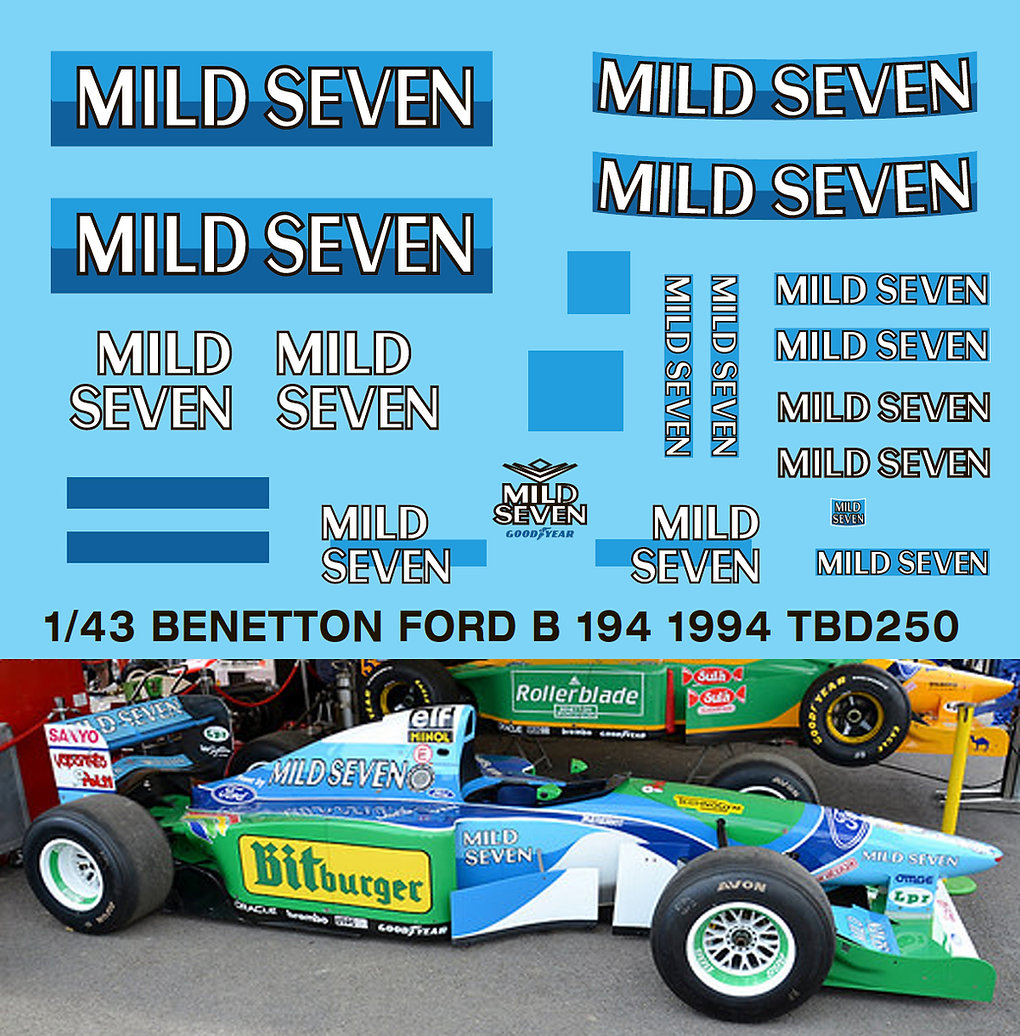 TBデカール 1/43 ベネトン B194 1994 マイルドセブン タバコデカール　TBD250
