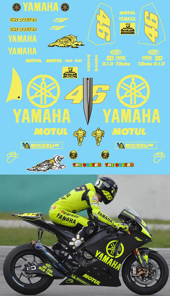 TBデカール 1/12 ヤマハ ヤマハ YZR-M1 セパン テスト 2007 V.ロッシ フルデカール　TBD275