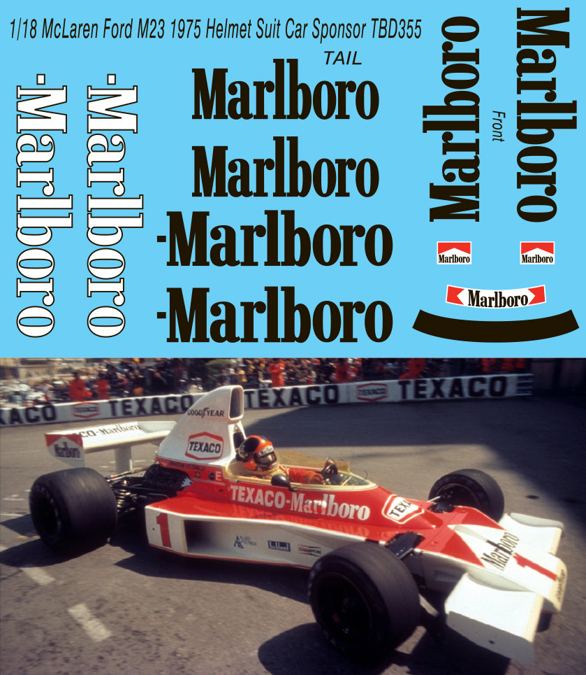 TBデカール 1/18 マクラーレン M23 1975 マルボロ タバコデカール TBD355