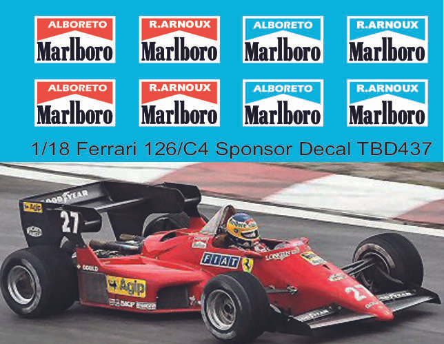 TBデカール 1/18 フェラーリ 126 C4 マルボロ タバコデカール　TBD437