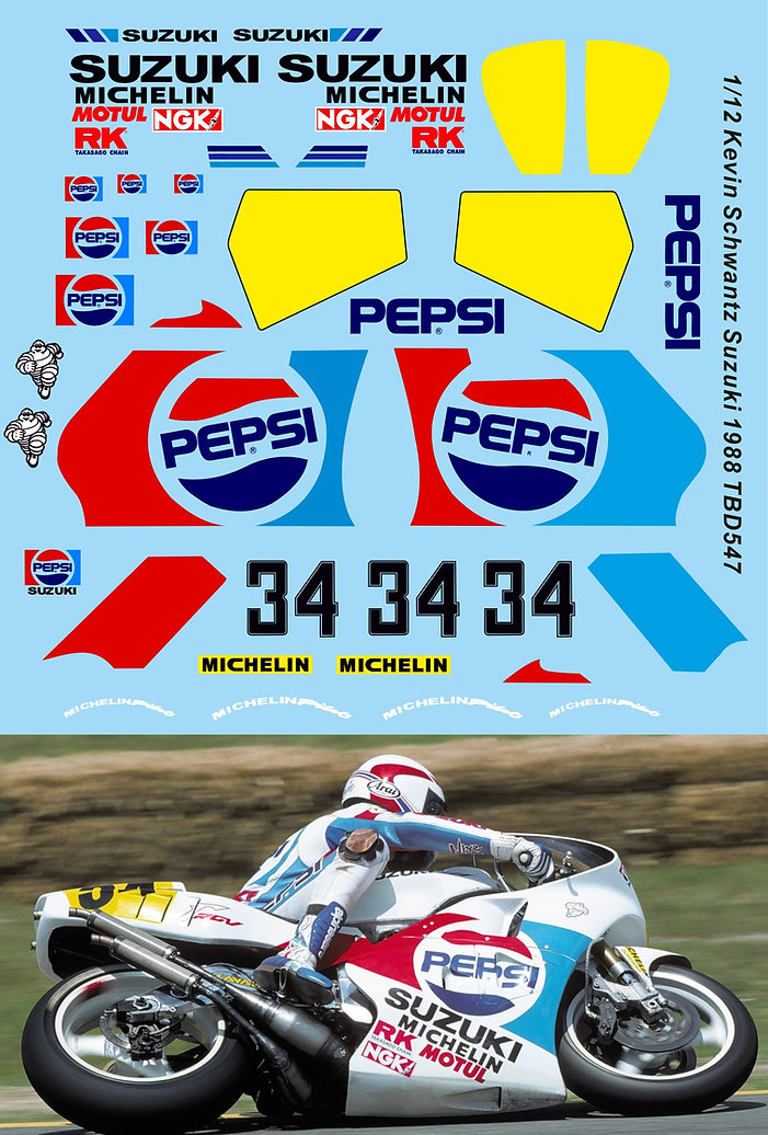 TBデカール 1/12 スズキ RGV-r ペプシ WGP 500 1988 K
